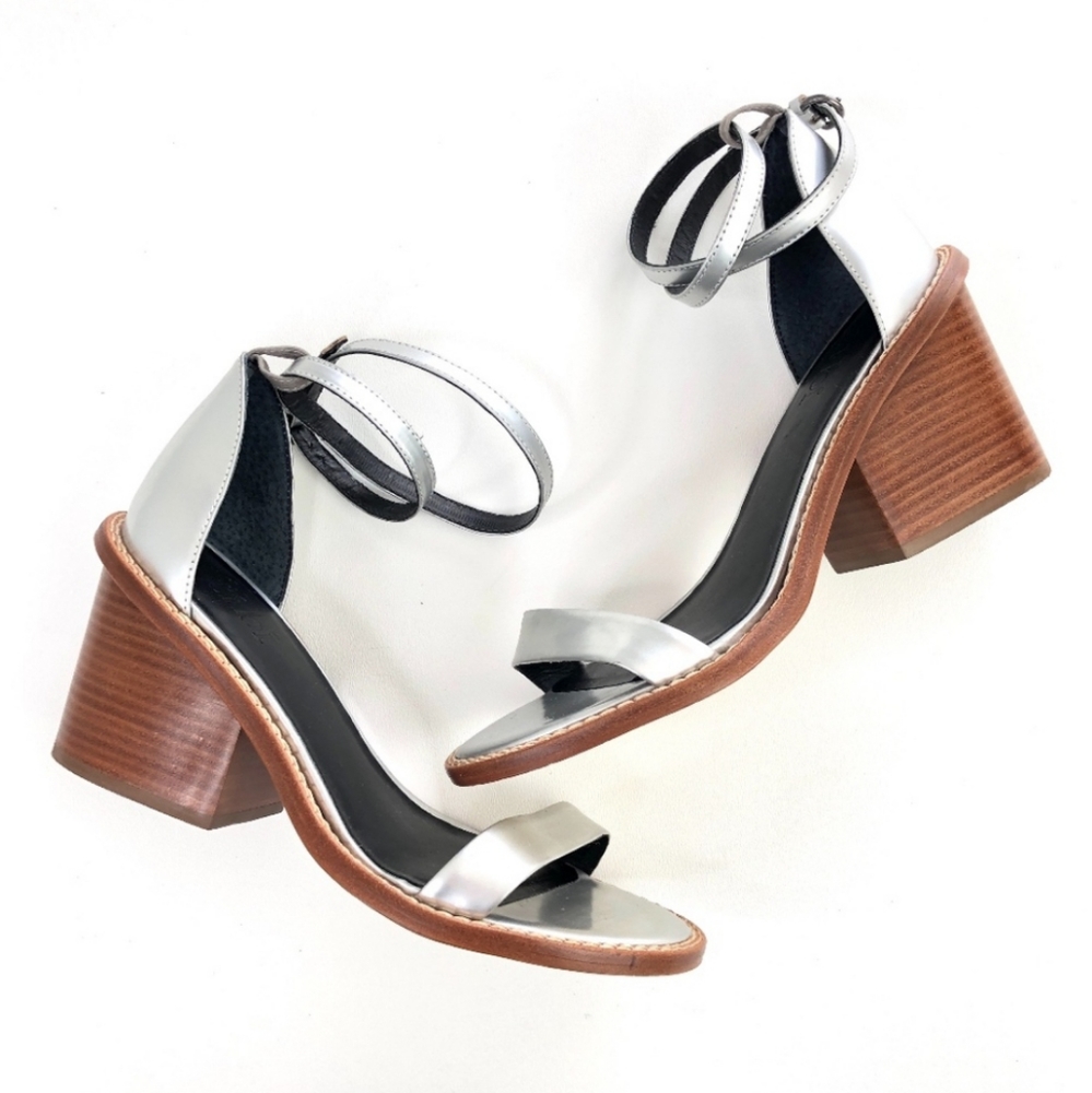 Tibi Alma silver metalic strappy sandals